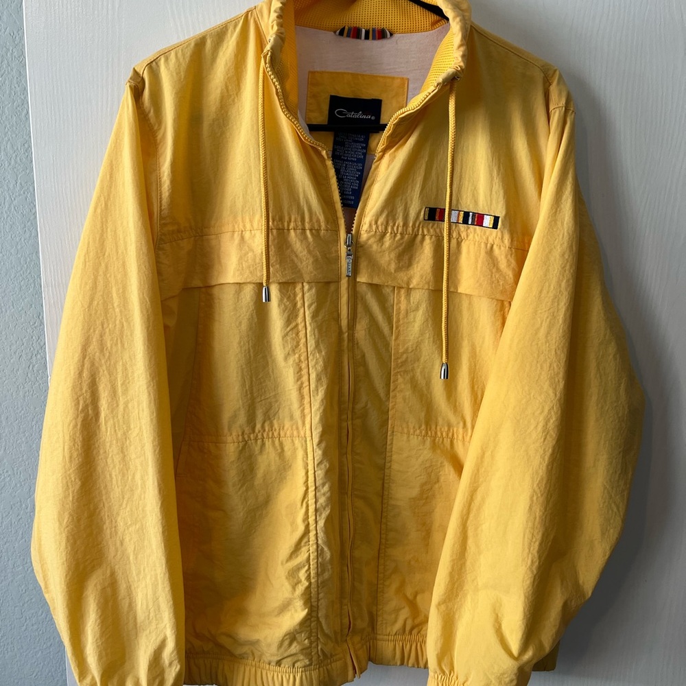Vintage 80’s Catalina Sport Yellow Windbreaker Zip-up Jacket Ladies Small